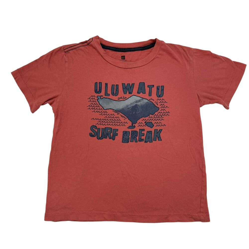 TEA COLLECTION Bali Uluwatu Surf Break Tee in Coral Orange Size 8 Kids #2S22037